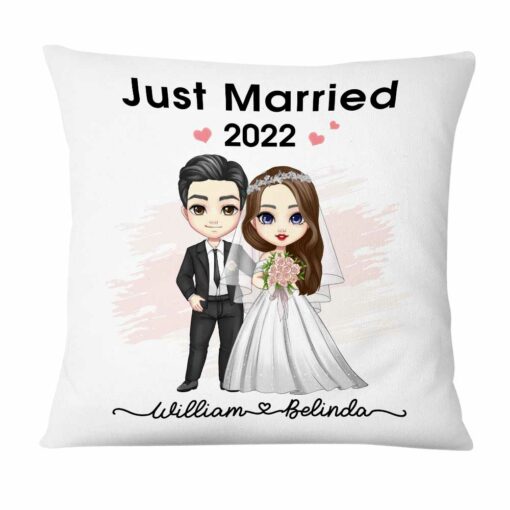 Personalized Newlyweds Just Married Pillow