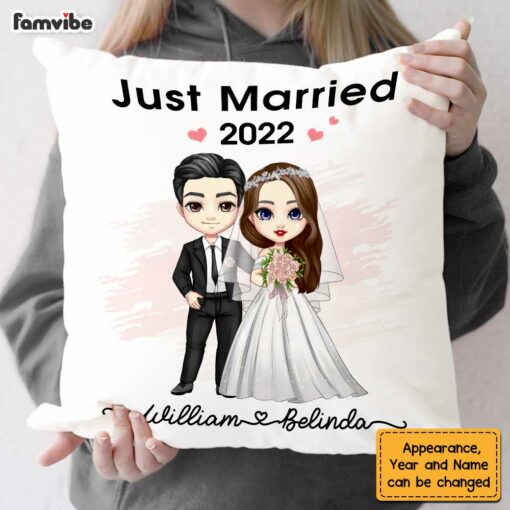 Personalized Newlyweds Just Married Pillow