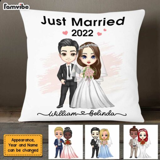 Personalized Newlyweds Just Married Pillow