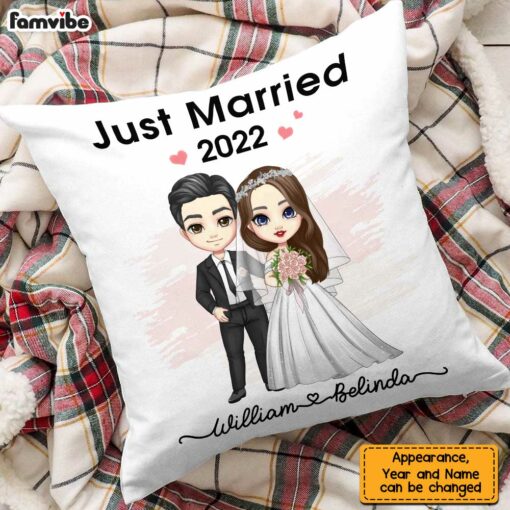 Personalized Newlyweds Just Married Pillow