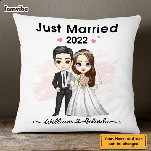 Personalized Newlyweds Just Married Pillow