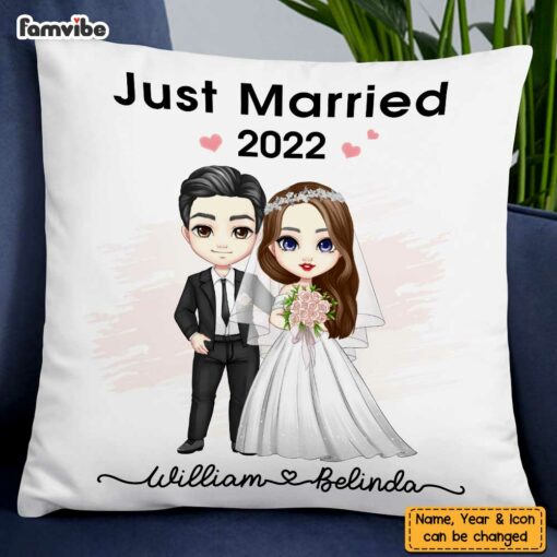 Personalized Newlyweds Just Married Pillow