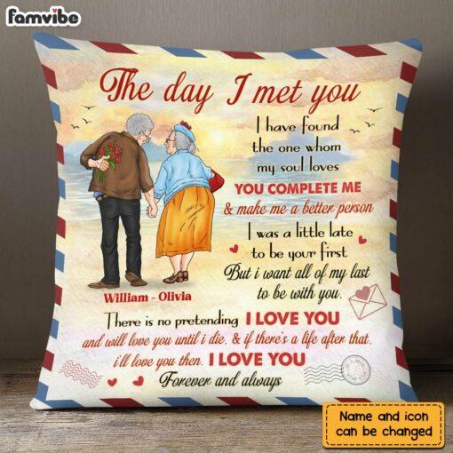 Personalized Old Couple The Day I Met You Pillow