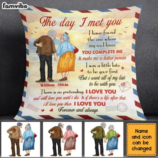 Personalized Old Couple The Day I Met You Pillow