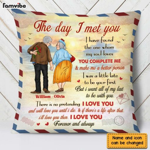 Personalized Old Couple The Day I Met You Pillow