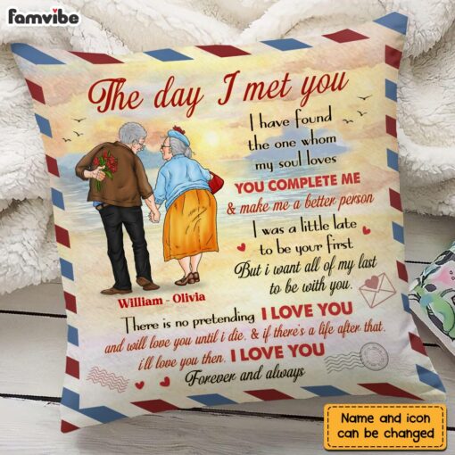 Personalized Old Couple The Day I Met You Pillow