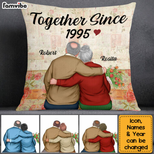 Personalized Old Couple Together Since Pillow