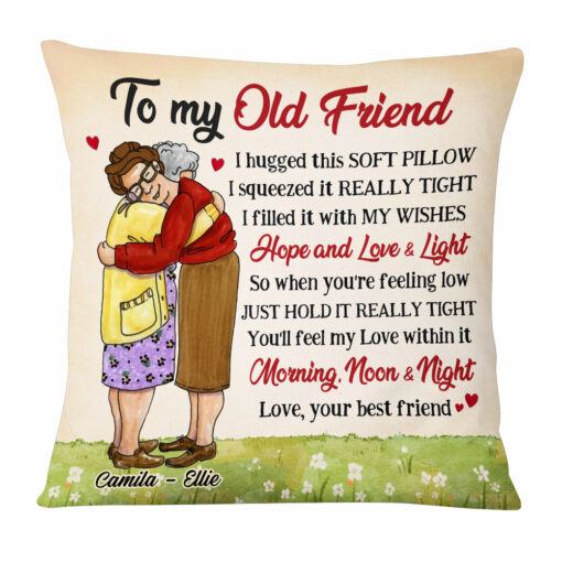 Personalized Old Friends Hug This Pillow