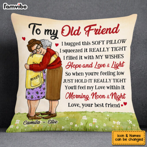 Personalized Old Friends Hug This Pillow