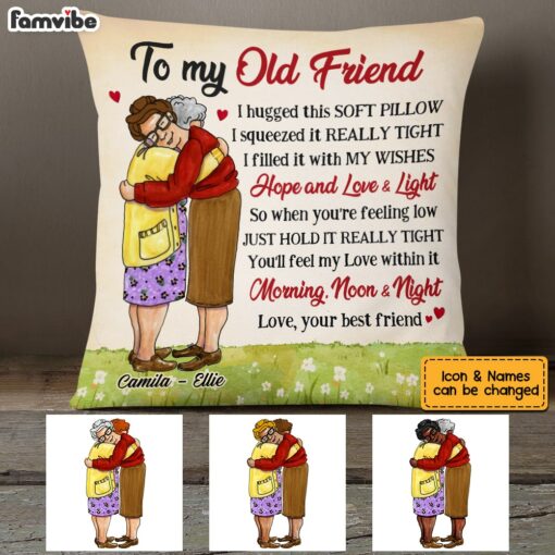 Personalized Old Friends Hug This Pillow