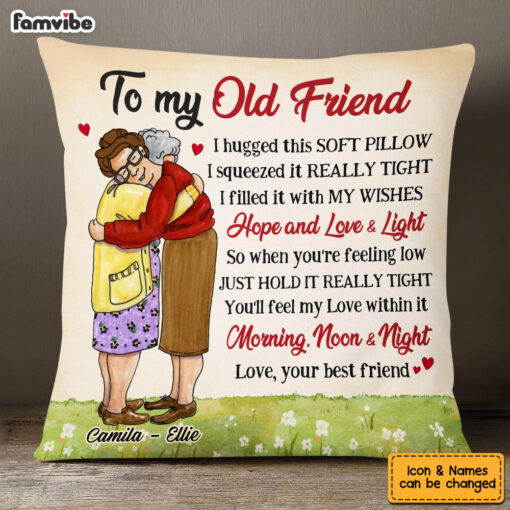 Personalized Old Friends Hug This Pillow