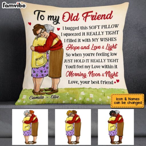 Personalized Old Friends Hug This Pillow