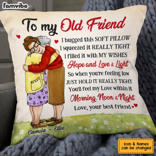 Personalized Old Friends Hug This Pillow