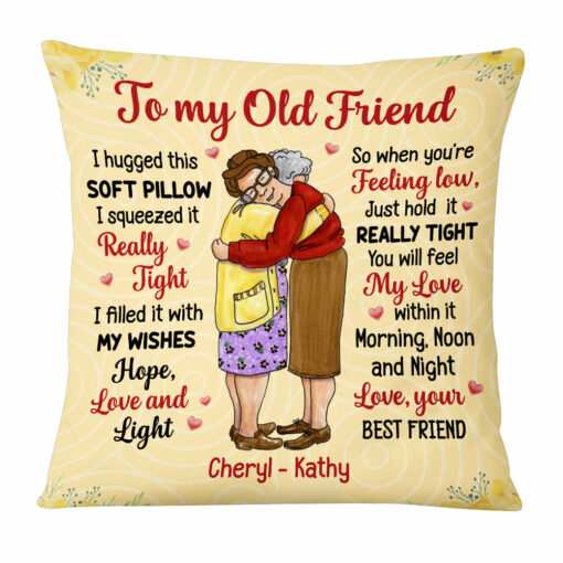 Personalized Old Friends Hugging Pillow