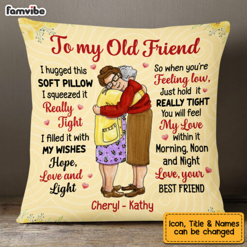 Personalized Old Friends Hugging Pillow