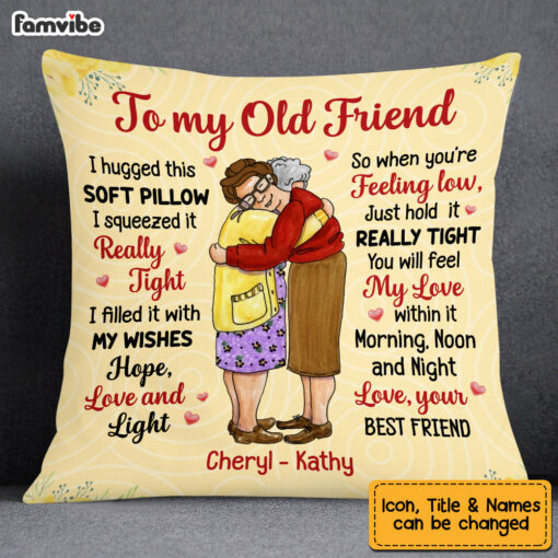 Personalized Old Friends Hugging Pillow