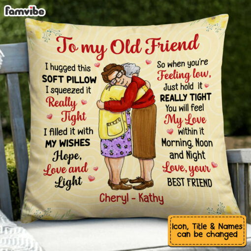 Personalized Old Friends Hugging Pillow