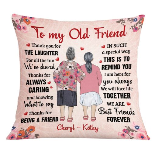 Personalized Old Friends Senior Lady Friendship Thank You Pillow