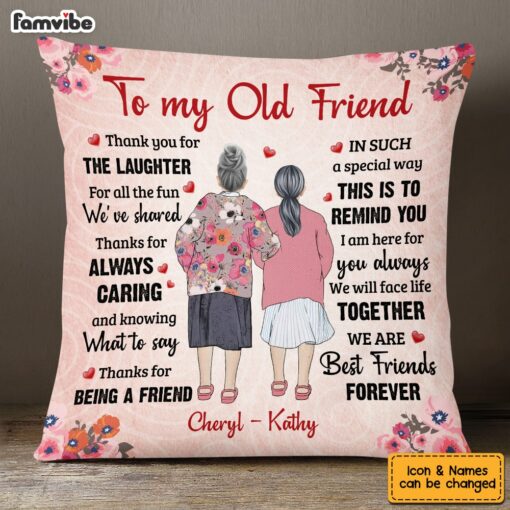 Personalized Old Friends Senior Lady Friendship Thank You Pillow