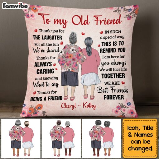 Personalized Old Friends Senior Lady Friendship Thank You Pillow