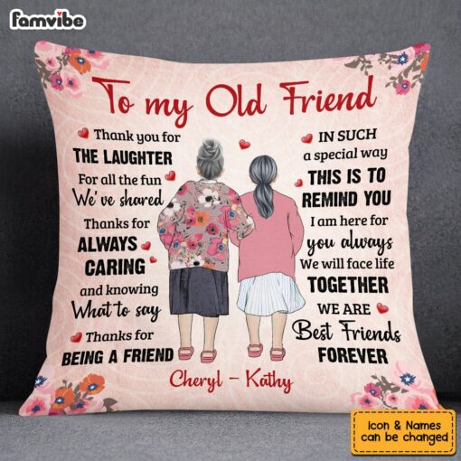 Personalized Old Friends Senior Lady Friendship Thank You Pillow