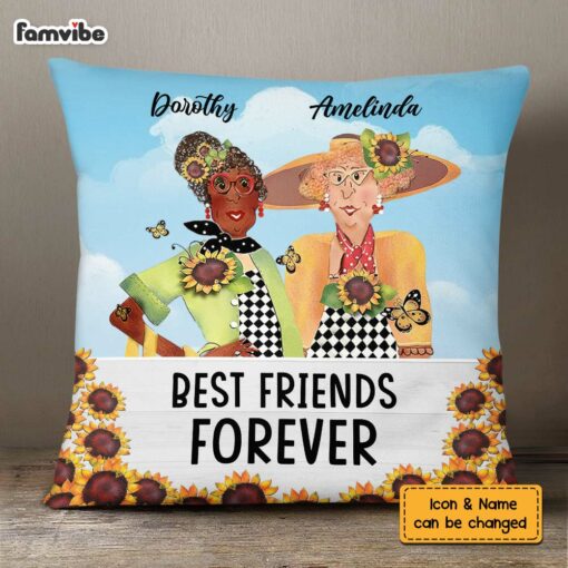 Personalized Old Friends Sunflower Pillow