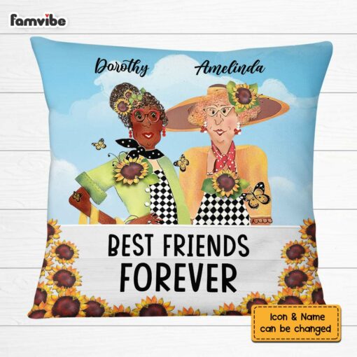 Personalized Old Friends Sunflower Pillow