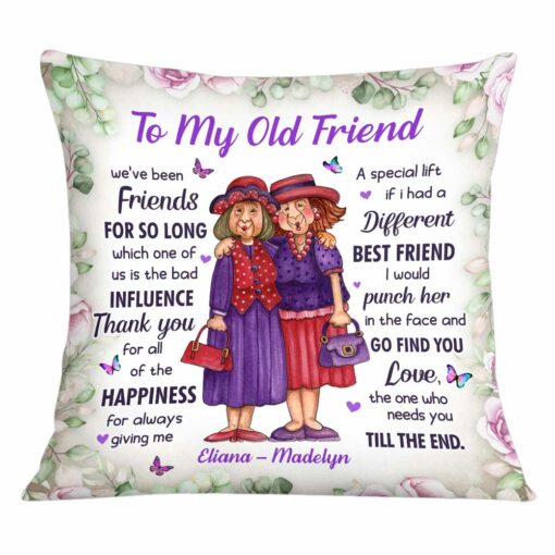 Personalized Old Friends Thank You Friendship Pillow