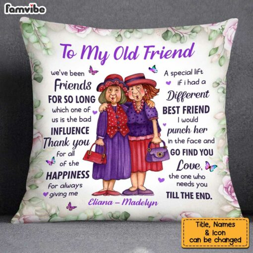 Personalized Old Friends Thank You Friendship Pillow