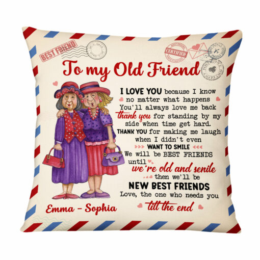 Personalized Old Friends Thank You Vintage Letter Pillow