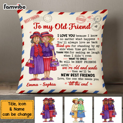 Personalized Old Friends Thank You Vintage Letter Pillow