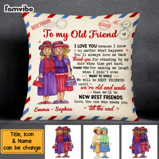 Personalized Old Friends Thank You Vintage Letter Pillow