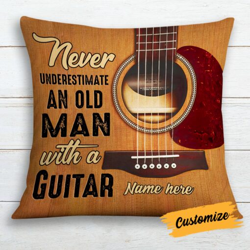 Personalized Old Man Guitar Pillow