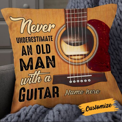 Personalized Old Man Guitar Pillow