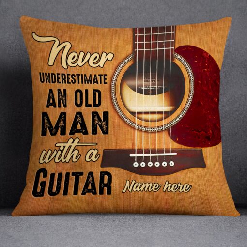 Personalized Old Man Guitar Pillow