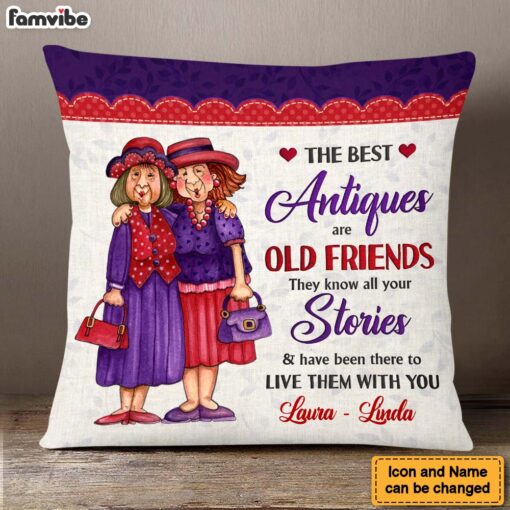 Personalized Older Ladies Old Friend Embroidered Style Pillow