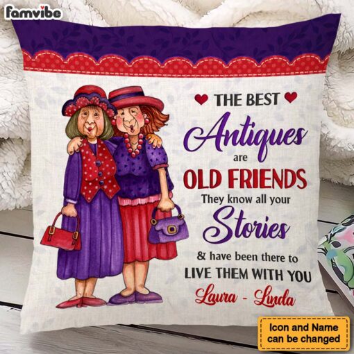 Personalized Older Ladies Old Friend Embroidered Style Pillow