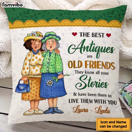 Personalized Older Ladies Old Friend Embroidered Style Pillow