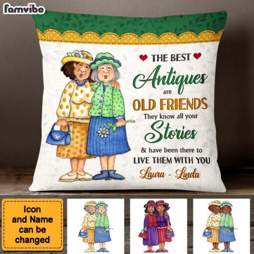 Personalized Older Ladies Old Friend Embroidered Style Pillow