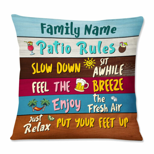 Personalized Outdoor Family Patio Rules Pillow