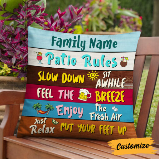 Personalized Outdoor Family Patio Rules Pillow