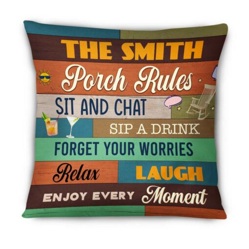 Personalized Outdoor Porch Rules Pillow