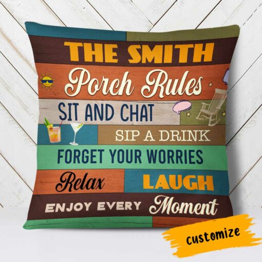 Personalized Outdoor Porch Rules Pillow