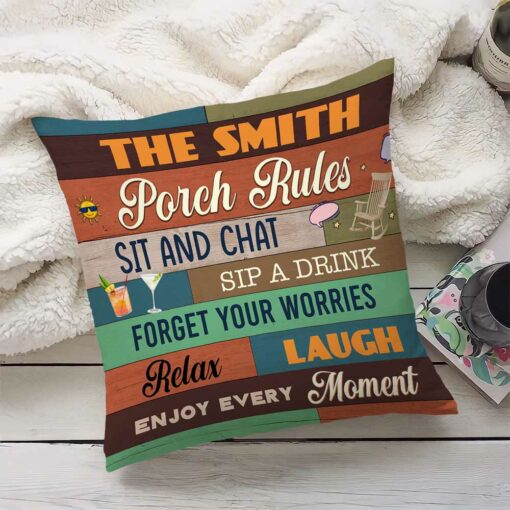 Personalized Outdoor Porch Rules Pillow