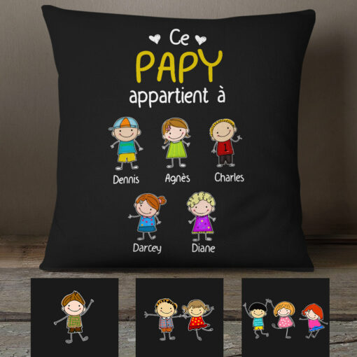 Personalized Papy Mamie French Grandma Grandpa Belongs Pillow