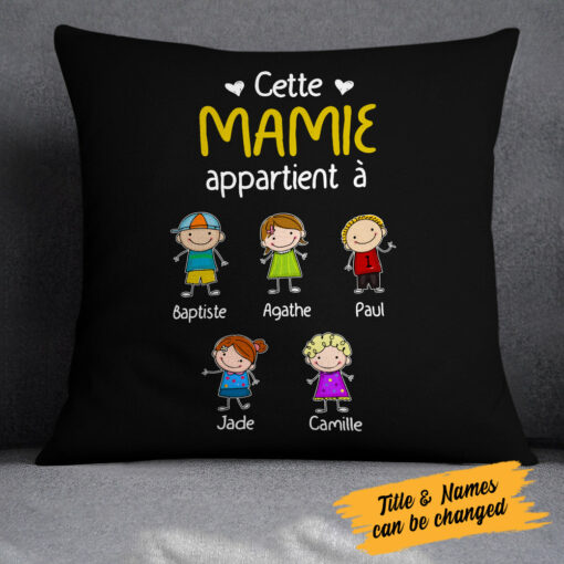 Personalized Papy Mamie French Grandma Grandpa Belongs Pillow