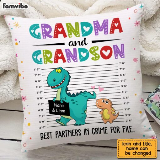 Personalized Partners In Crime Dinosaur Grandma Pillow