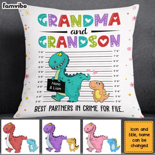 Personalized Partners In Crime Dinosaur Grandma Pillow