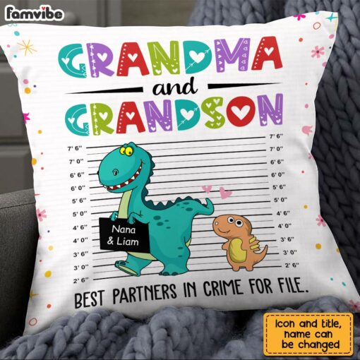 Personalized Partners In Crime Dinosaur Grandma Pillow