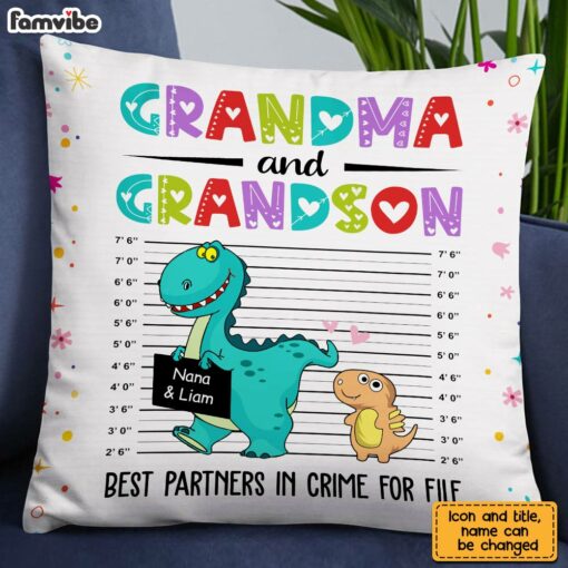 Personalized Partners In Crime Dinosaur Grandma Pillow